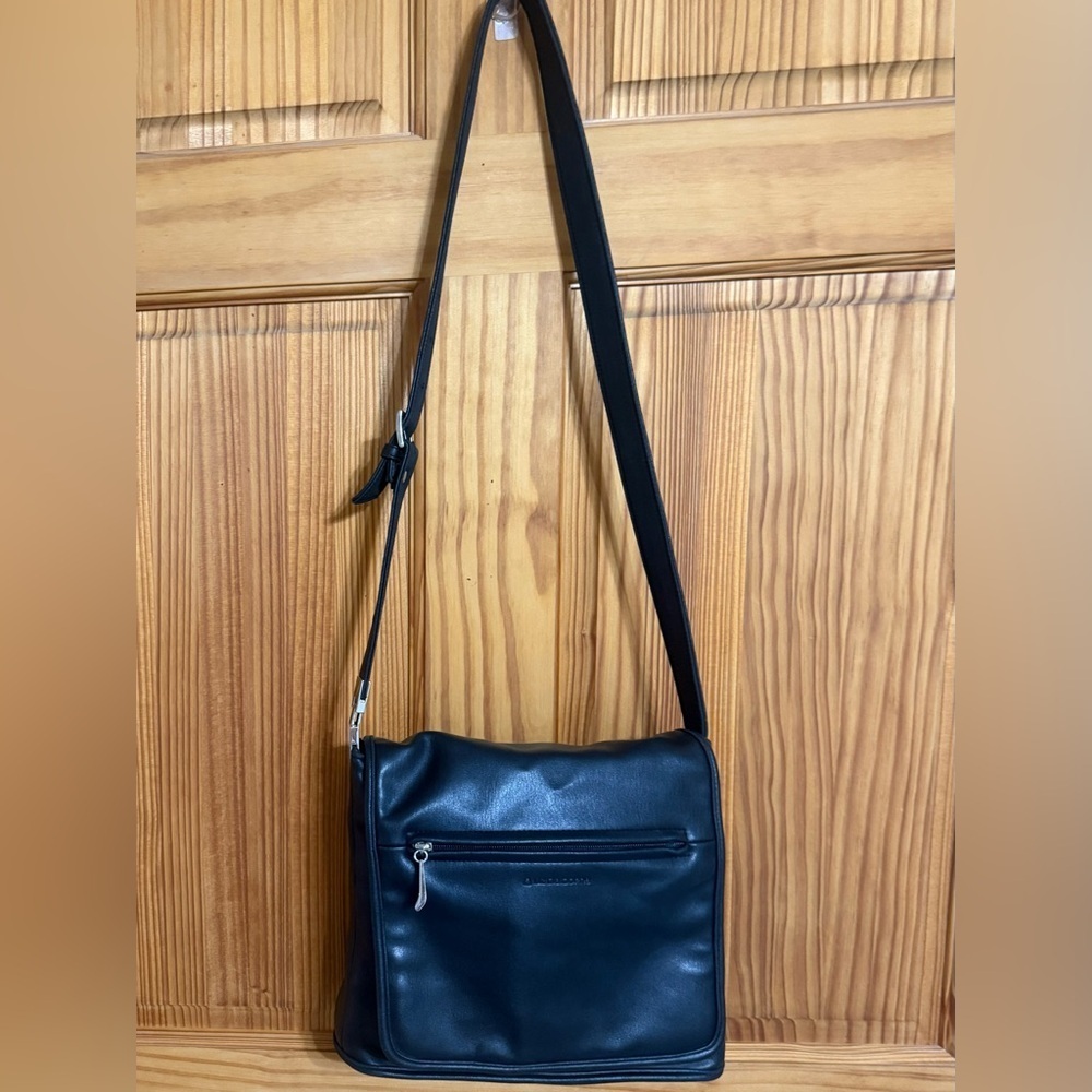 Liz Claiborne simplistic Black slim medium Leather Crossbody Adjustable Strap